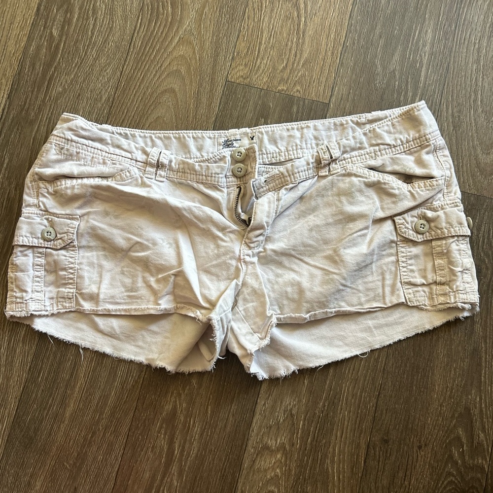 Women’s Casual Cargo Cutoff Shorts - khaki/light floral pattern